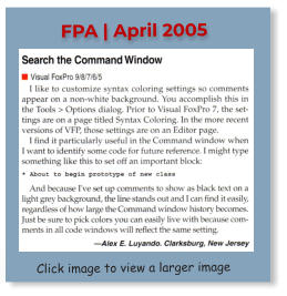Click image to view a larger image FPA | April 2005